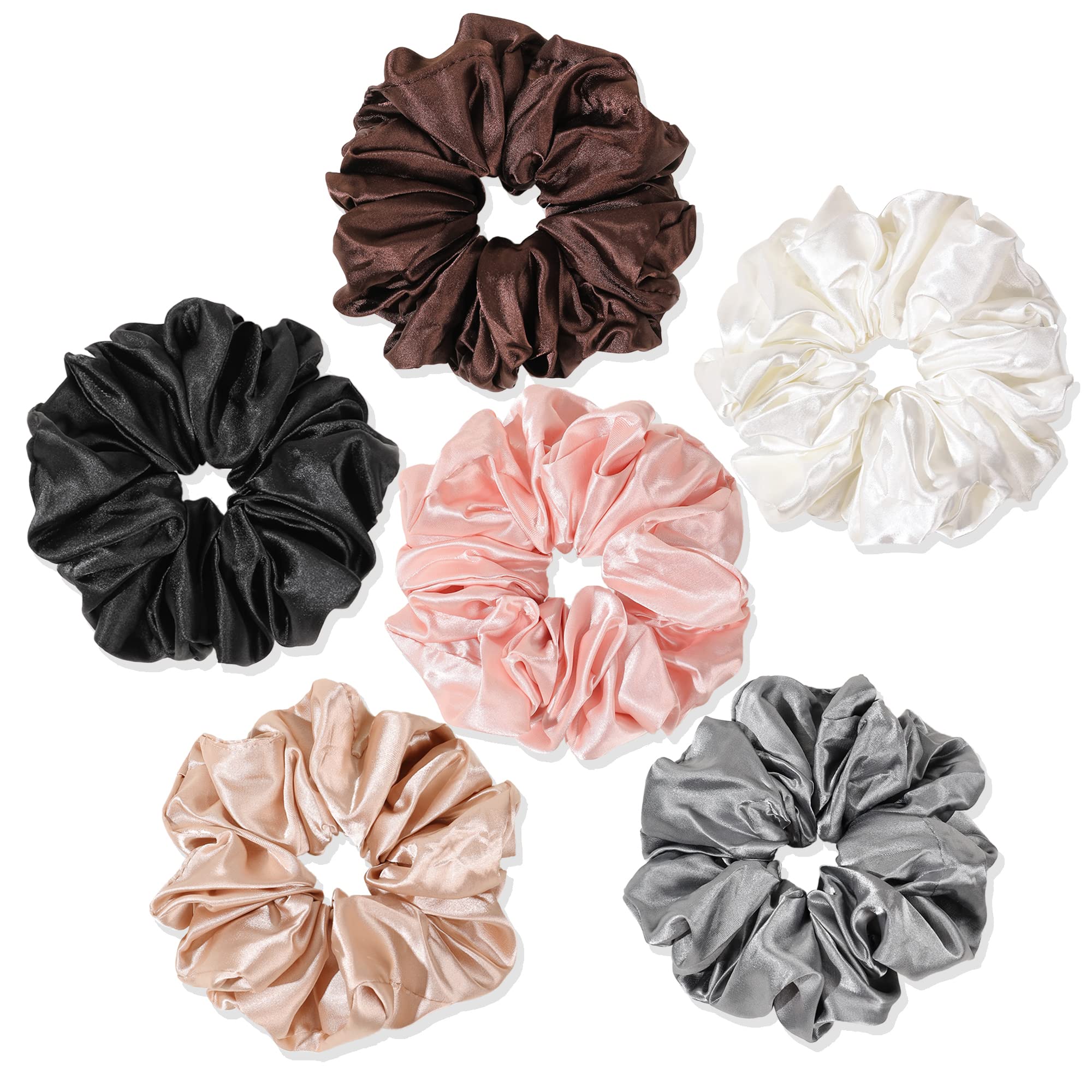 Ivyu jumbo satin scrunchie front view showing full size and plush look for comfortable hold