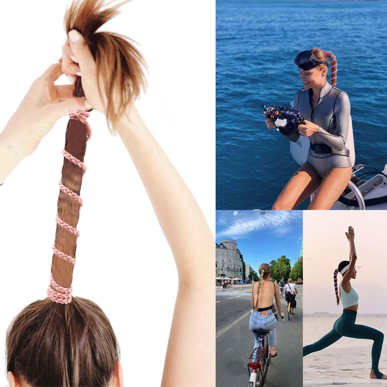 Ivyu hair tie used while gardening to keep hair tidy and comfortable
