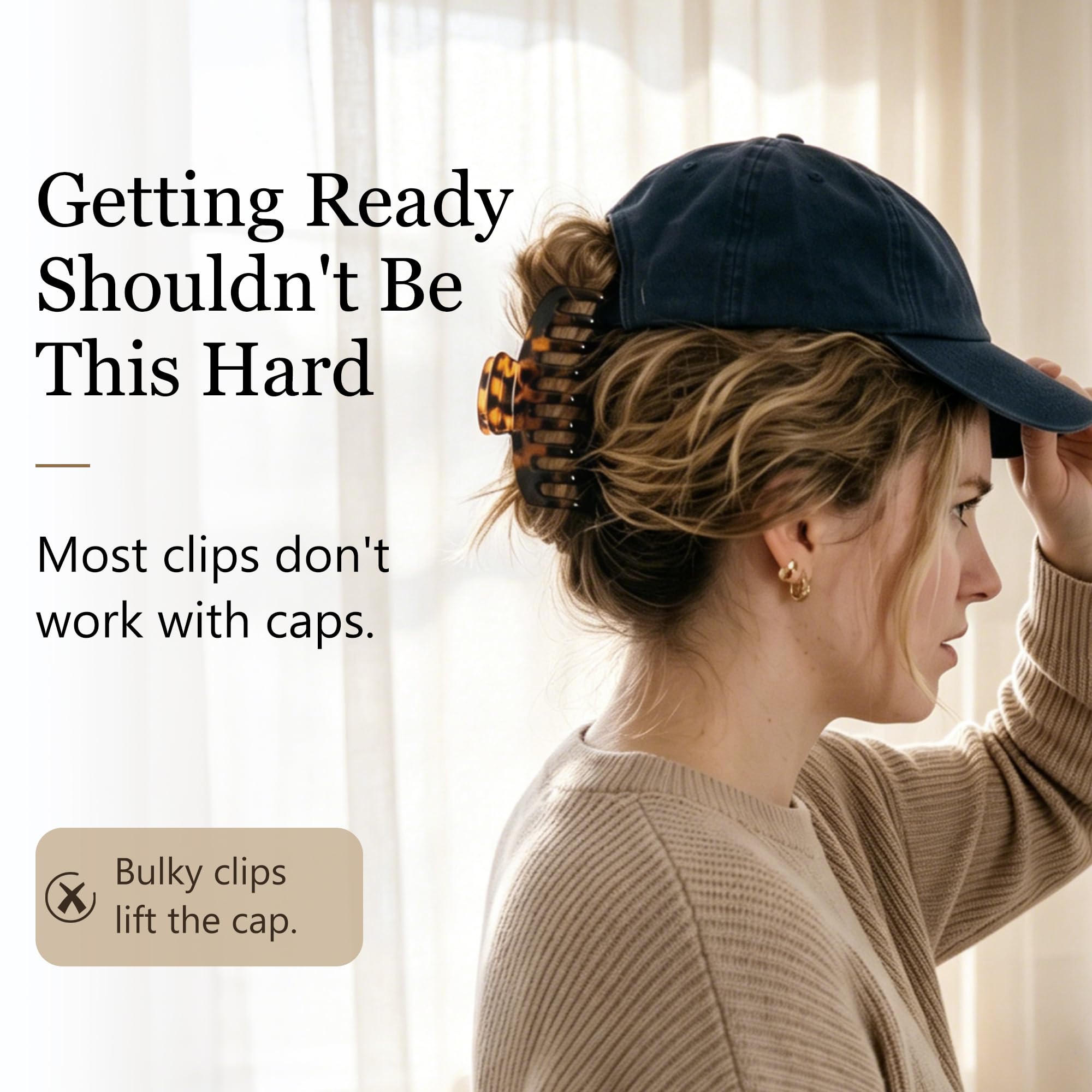 Ivyu six neutral-colored clips arranged to show matching outfit options