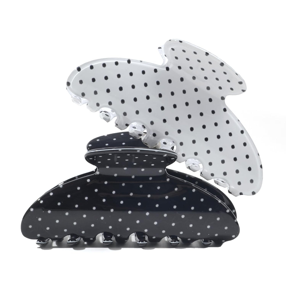 Ivyu clip front view showing polka dot pattern and glossy finish for style