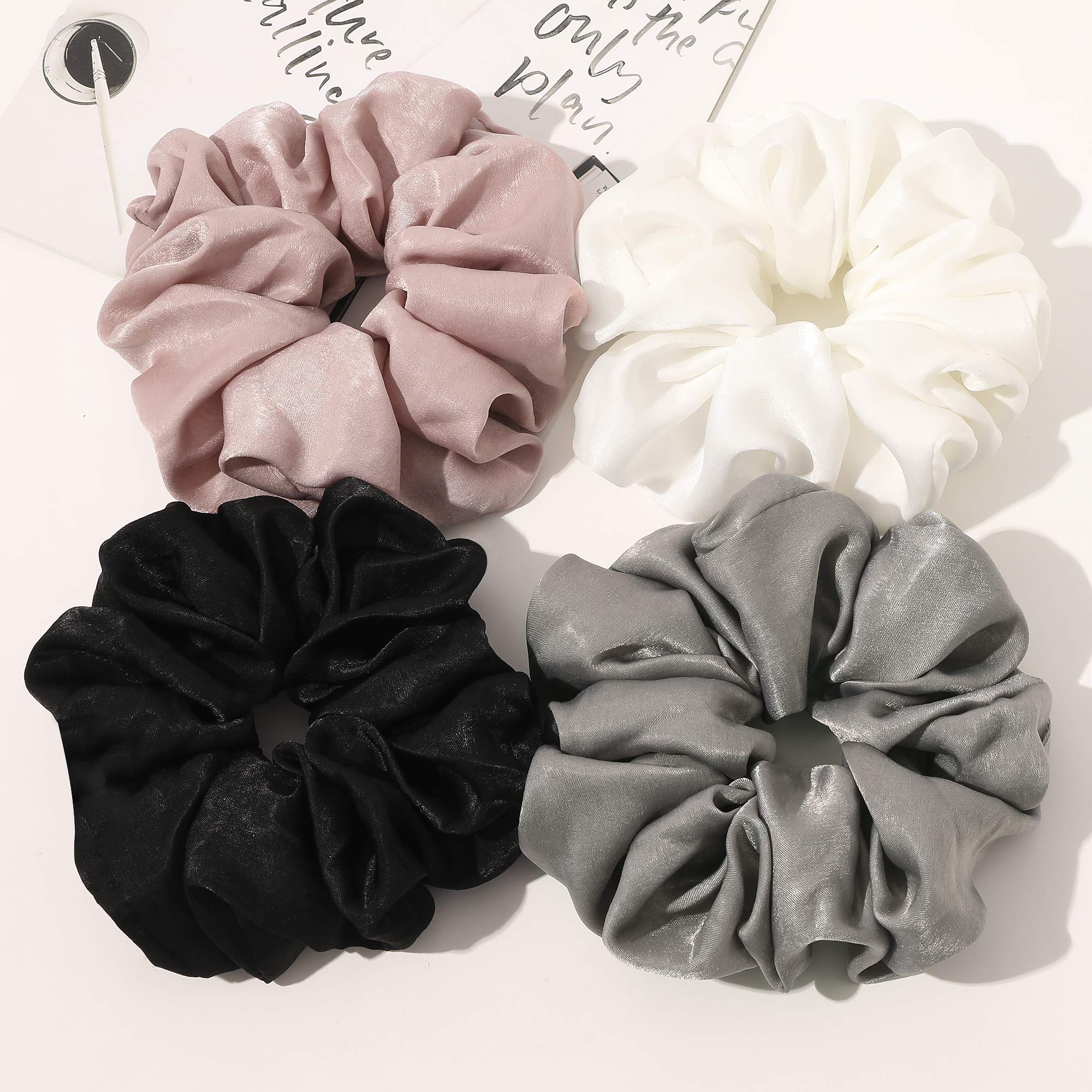 Ivyu scrunchie front view showing satin sheen and gentle hold
