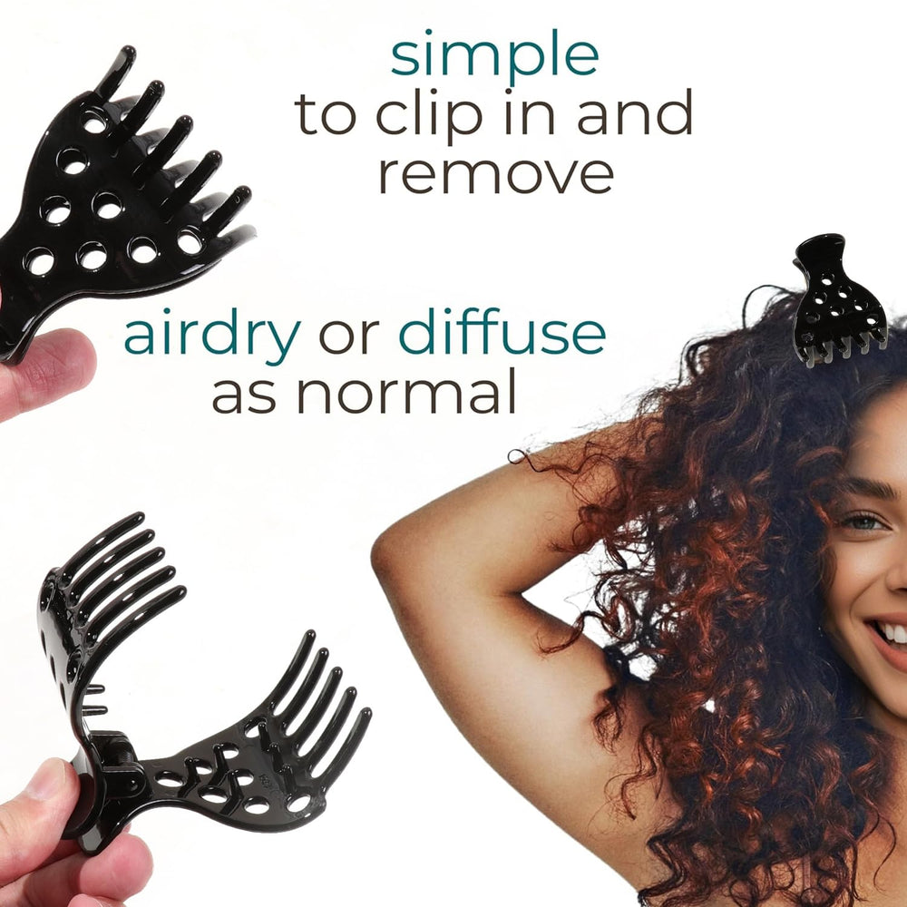 Ivyu side profile of an open clamp highlighting gentle grip that prevents hair damage