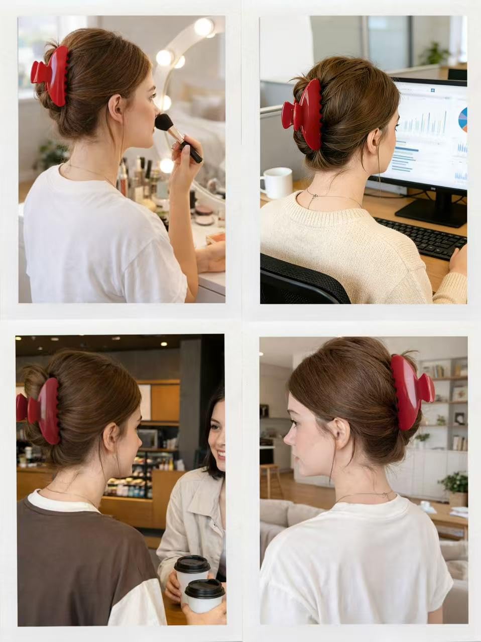 Ivyu clip with two black satin scrunchies in packaging, adds styling versatility