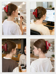 Ivyu clip with two black satin scrunchies in packaging, adds styling versatility