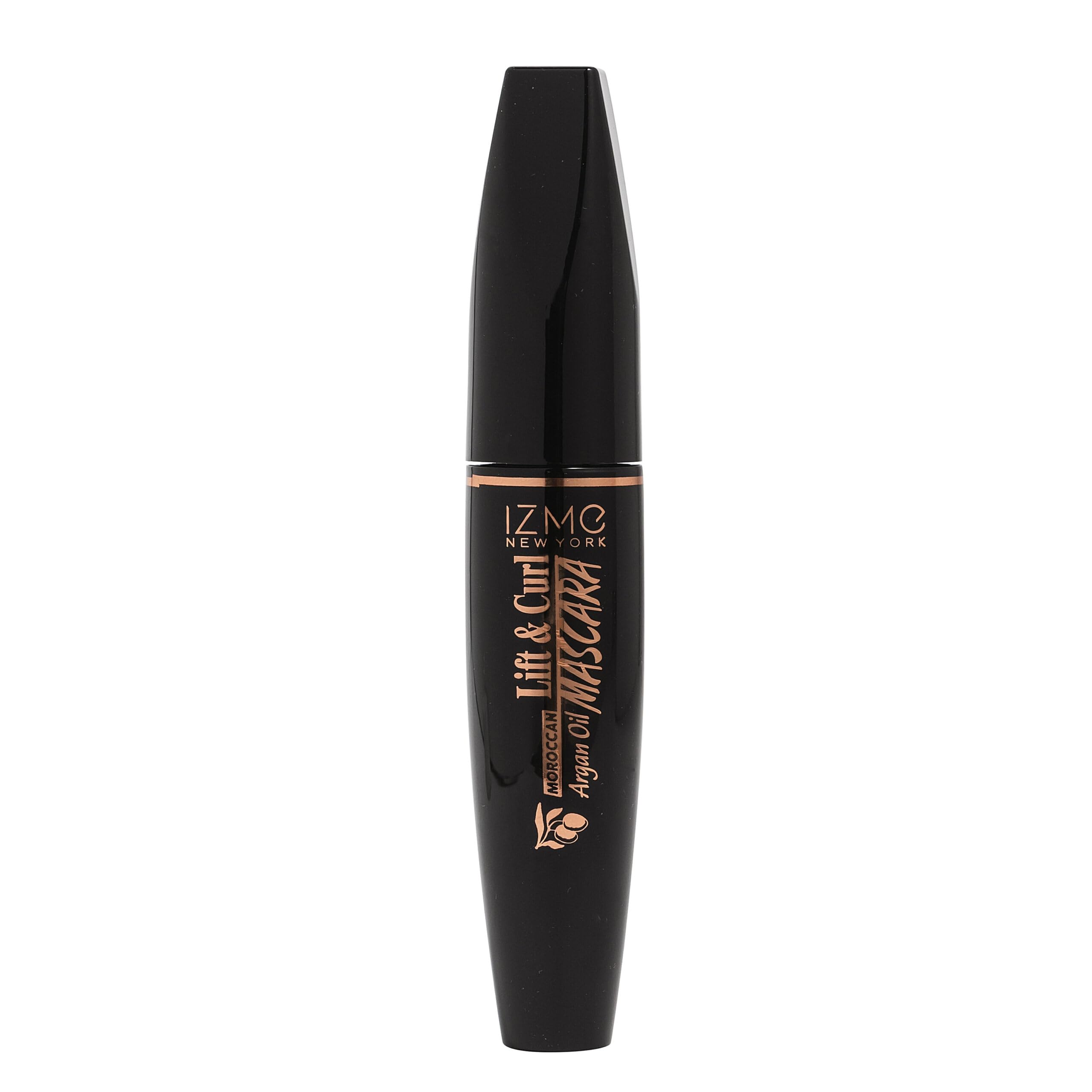 IZME argan oil mascara front packaging shows compact tube and benefits
