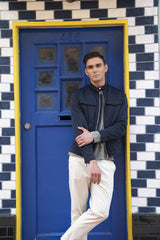 J Beverly Hills styled male model outdoors showing textured, natural volume benefit