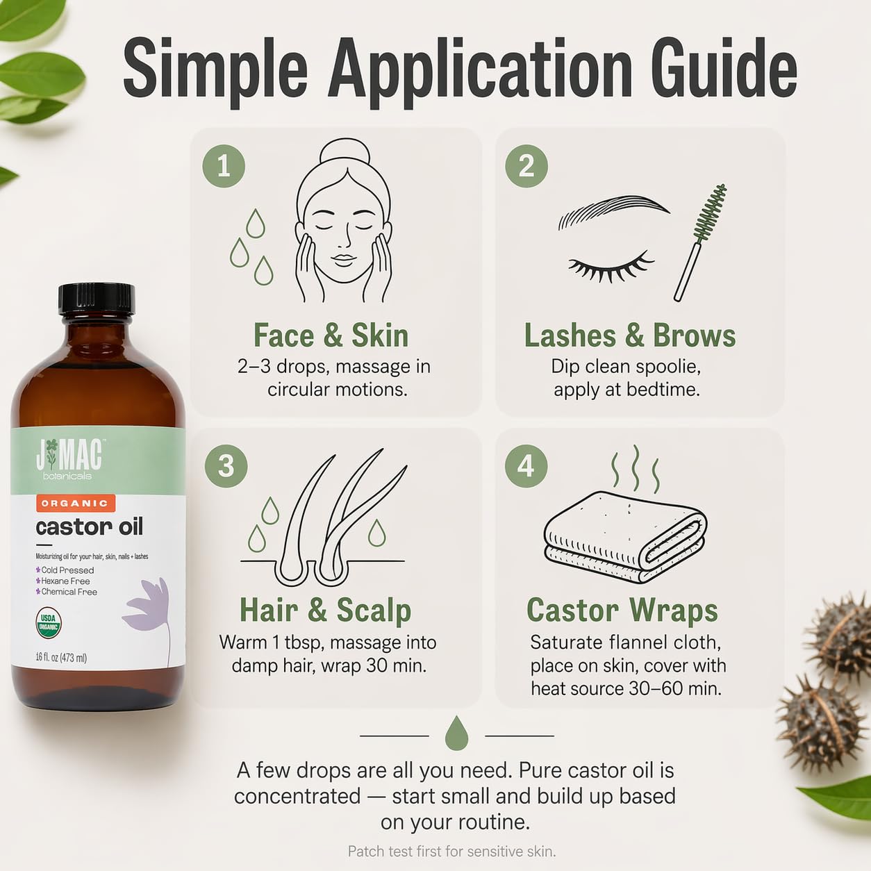 j mac botanicals applying oil to hair ends showing conditioning effect and split end care benefit