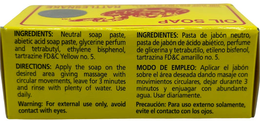 JABON DE ACEITE VIBORA DE CASCABEL close-up of soap texture highlighting natural mineral and herb granules for gentle exfoliation