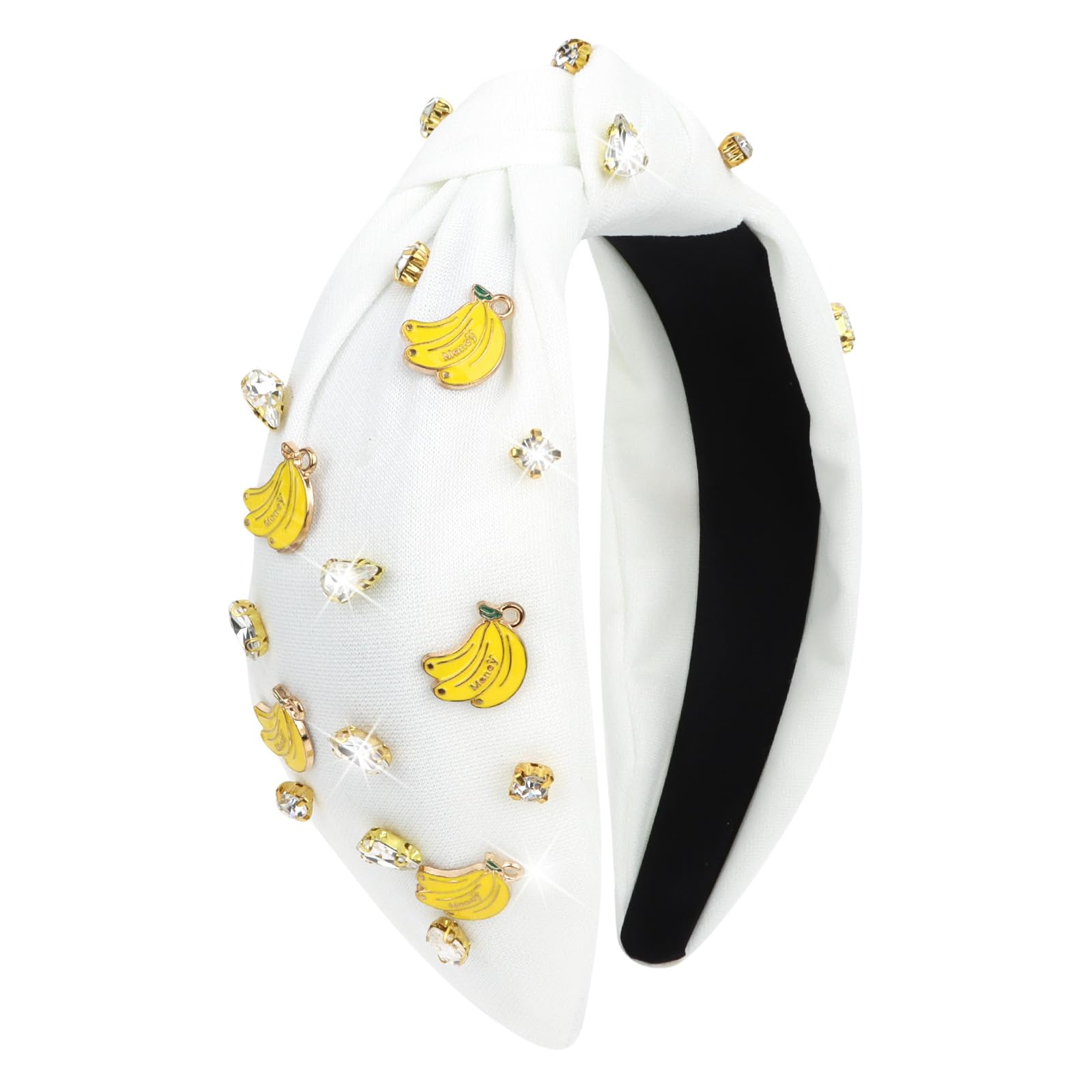 Jaciya front view white top-knot headband showing style and versatile wear
