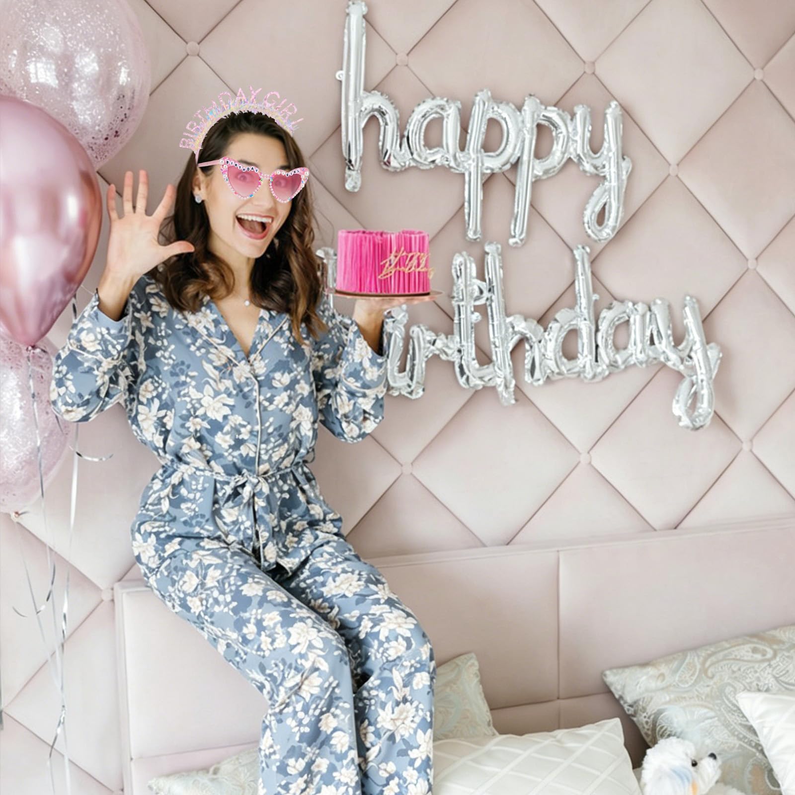 Jaciya kit on model smiling for celebratory photo-ready look