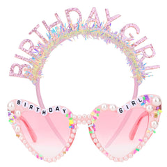 Jaciya pink glitter headband front view adding party sparkle