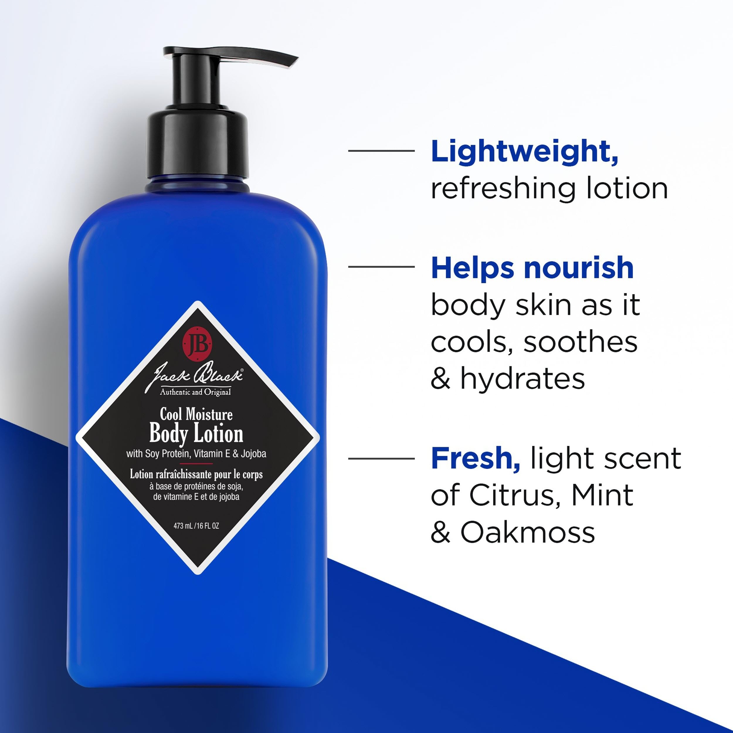 Jack Black pump dispensing lotion close-up illustrating easy one-handed use and controlled application