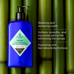 Jack Black ingredients label close-up showing macadamia, jojoba and aloe nourishing benefit