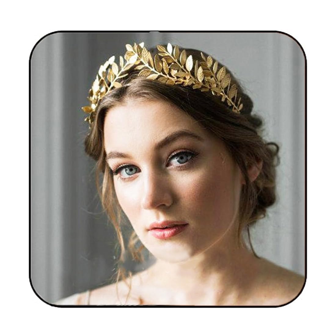 JAKAWIN front view gold leaf crown showcasing elegant balance and shine