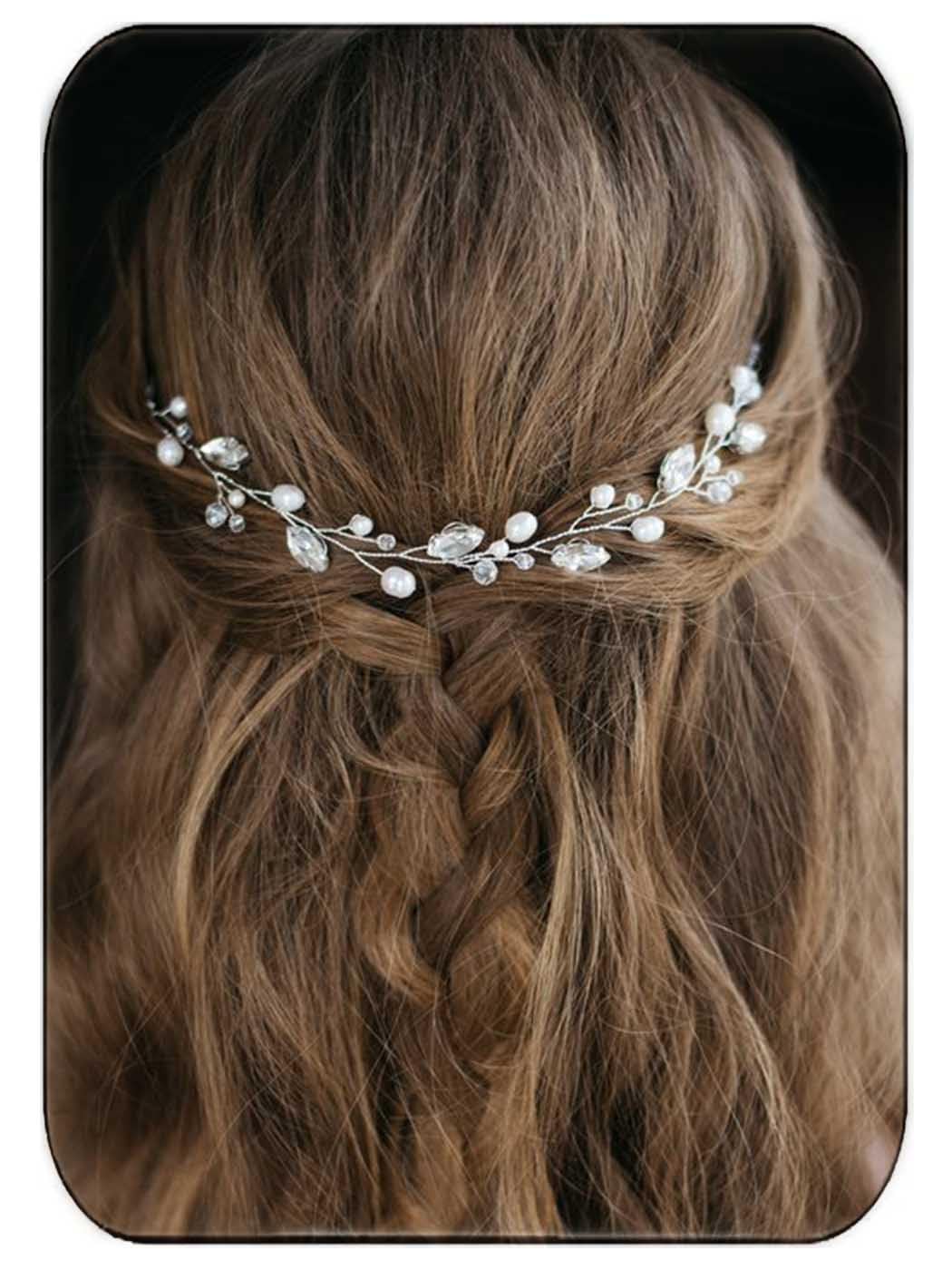 JAKAWIN HV192 front view showing silver vine and pearl accents for elegant sparkle