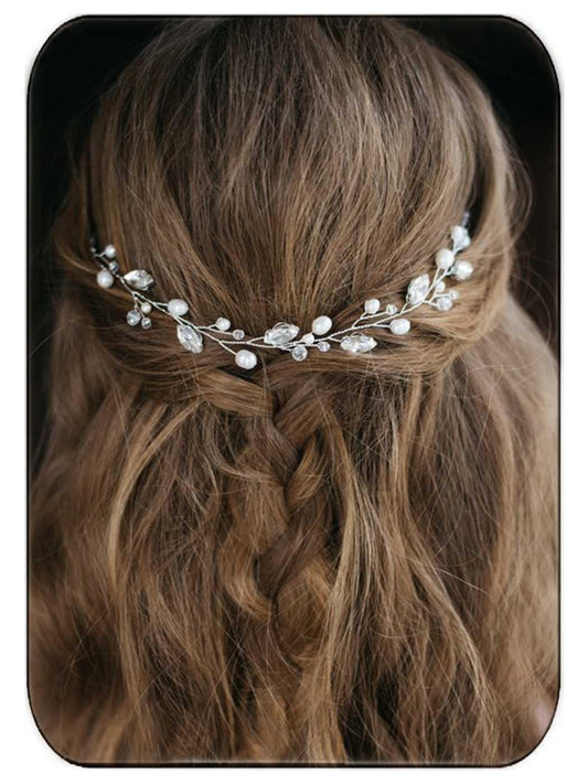 JAKAWIN HV192 front view showing silver vine and pearl accents for elegant sparkle