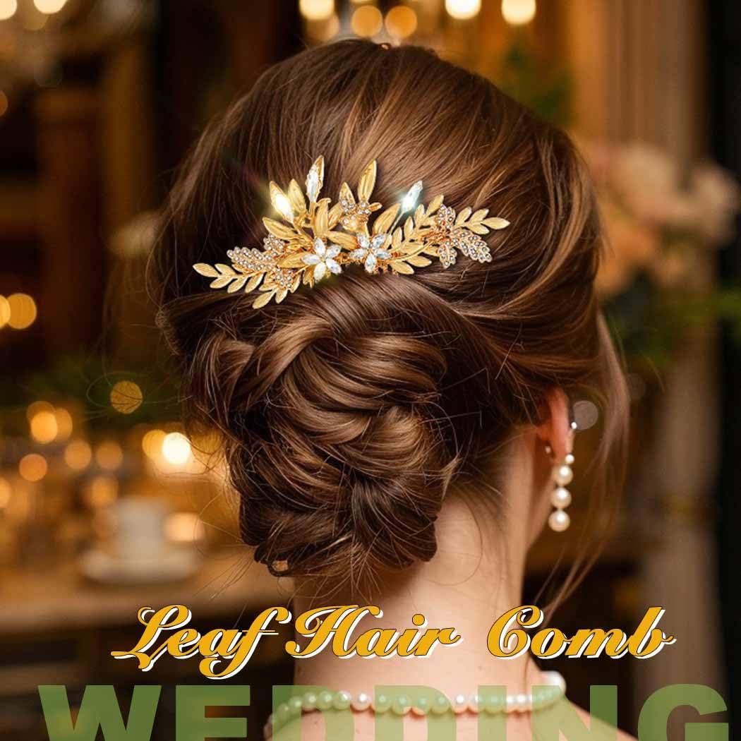 JAKAWIN comb in half-up hairstyle offering polished bridal accent