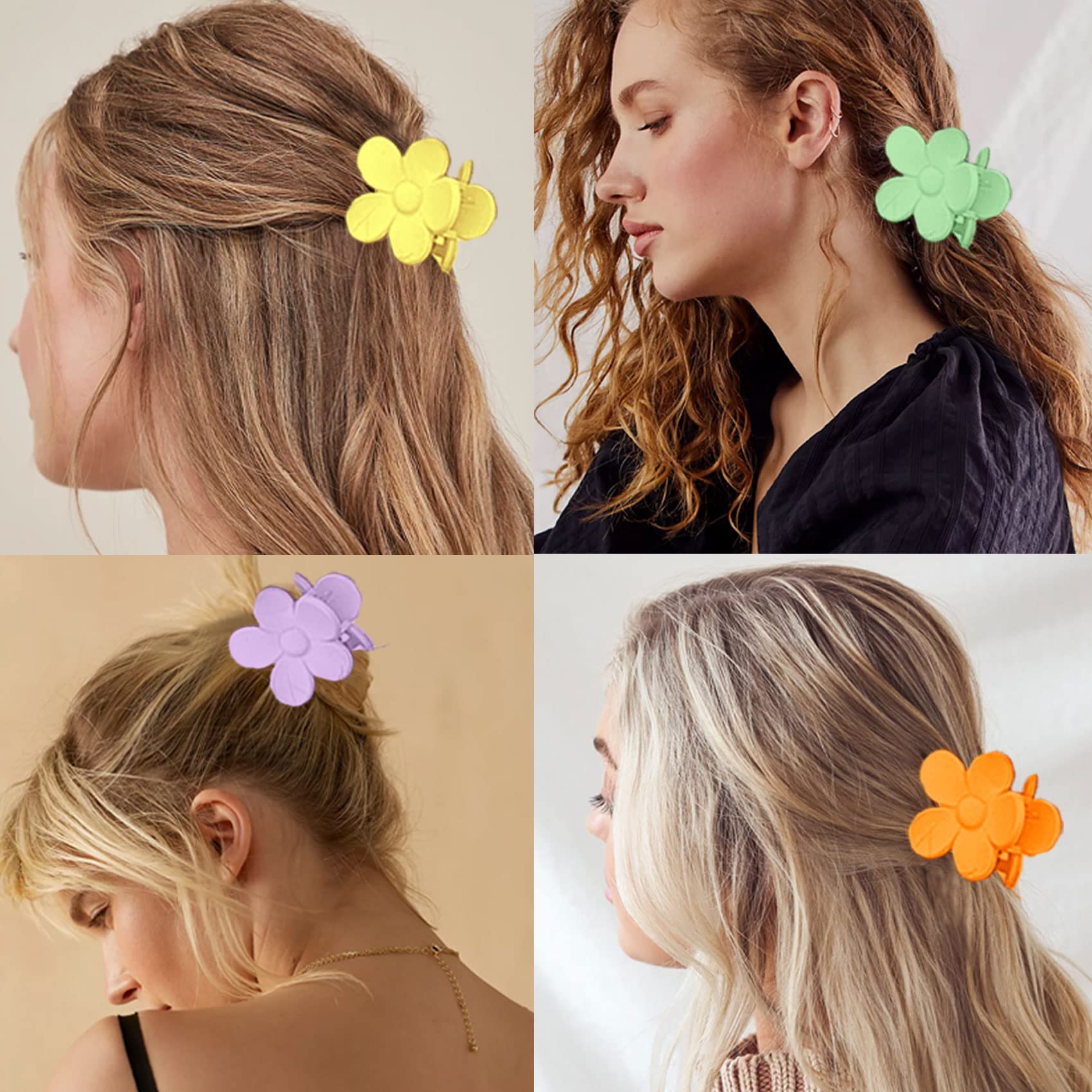 JALANCY close-up of smooth acrylic flower petals protecting hair from snags
