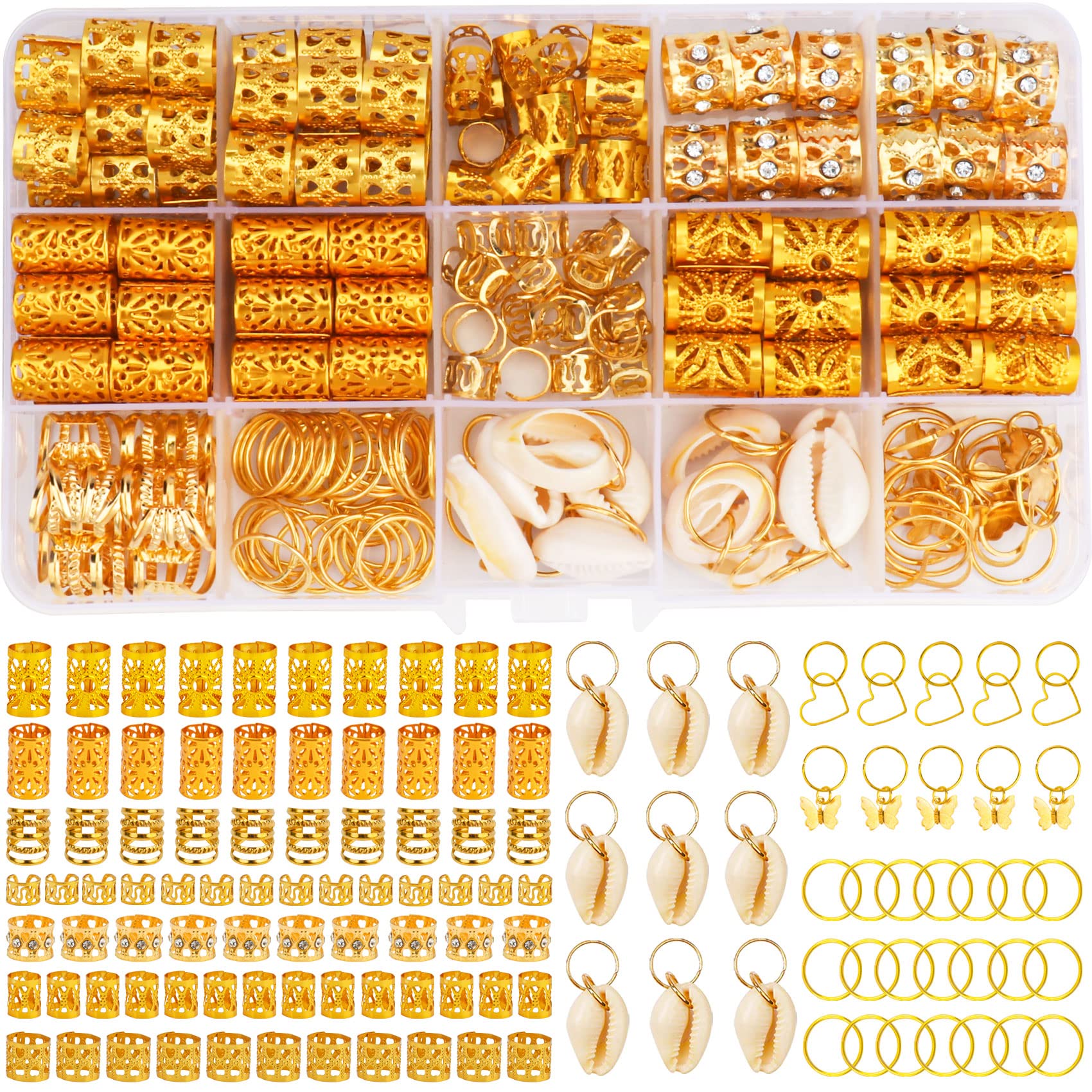 JALANCY front packaging showing all gold hair accessories and storage box benefits
