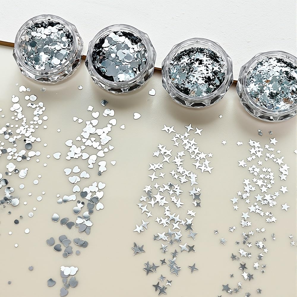 Jaliya front packaging showing four jars and organized silver sequins benefit quick access