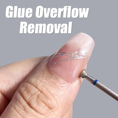 Jaliya bit in use on acrylic nail demonstrating controlled gel and glue removal
