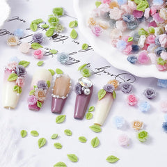 Jaliya floral charms applied to acrylic nails demonstrating decorative effect