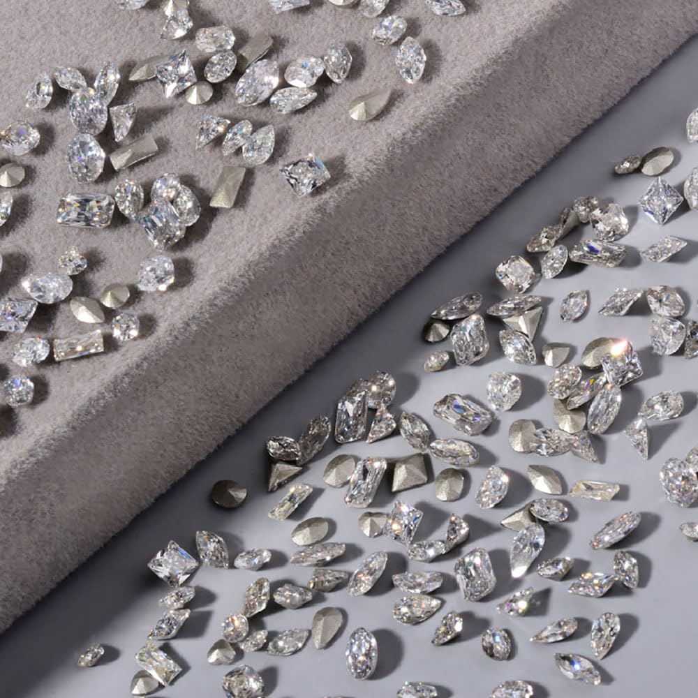 Jaliya clear gems placed on manicure to add instant sparkle and refined accents