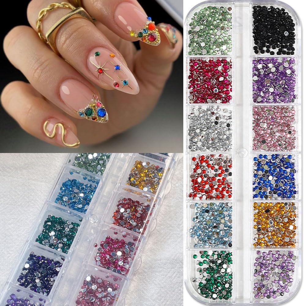 Jaliya rhinestones applied on nail art displaying precise accents