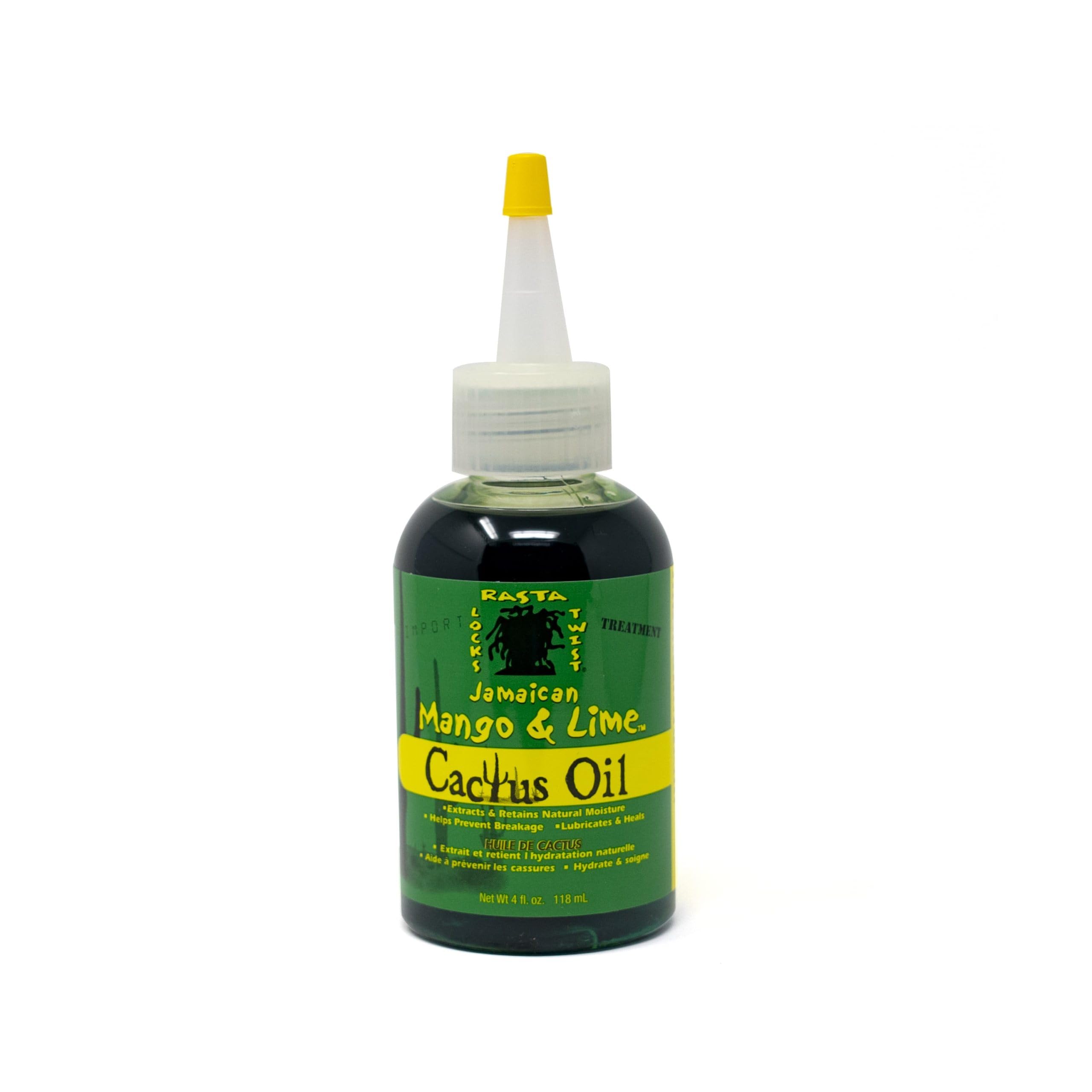 Jamaican Mango & Lime cactus oil bottle front view showing moisturizing benefit