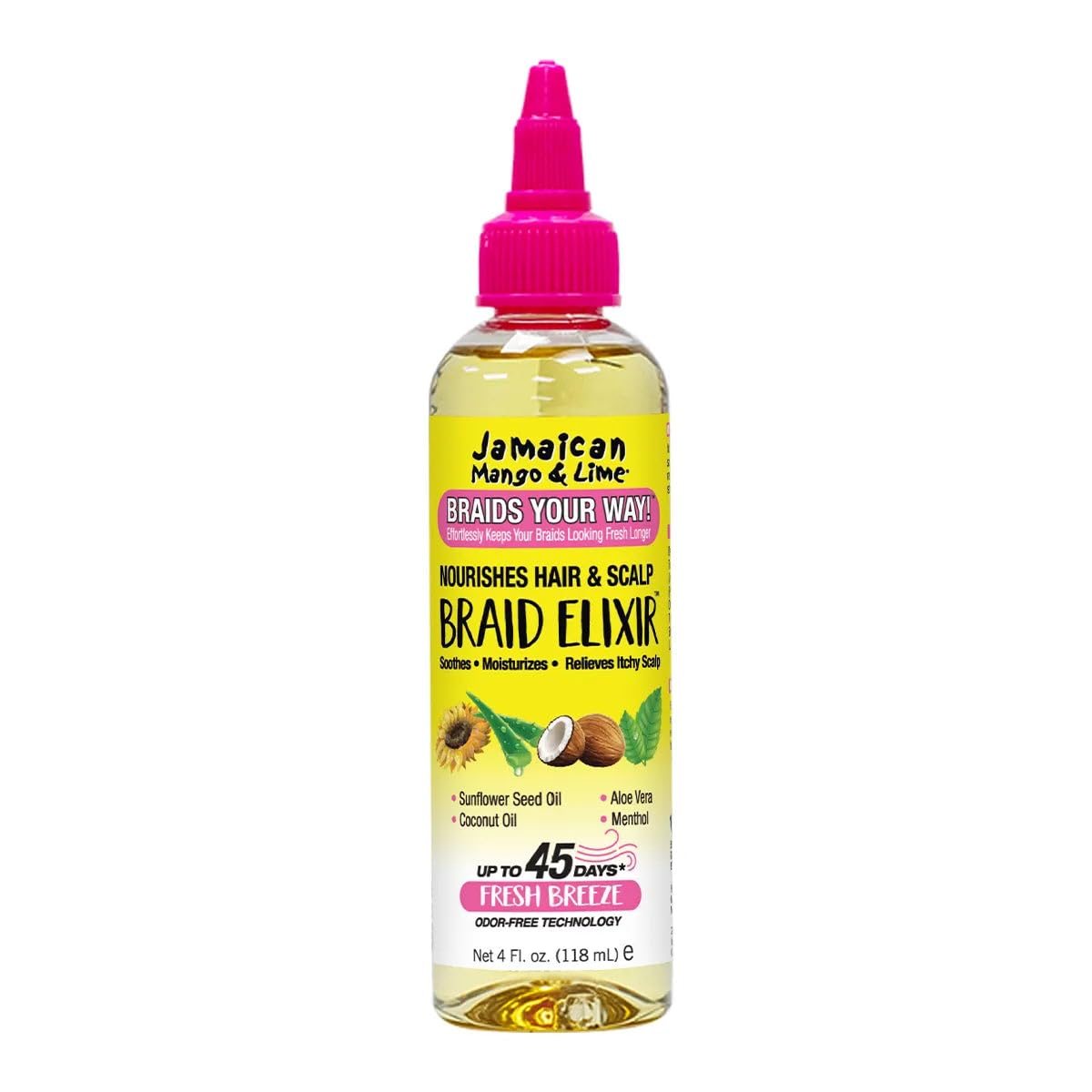 Jamaican Mango & Lime front packaging showing bottle and label, highlights product identity and benefits