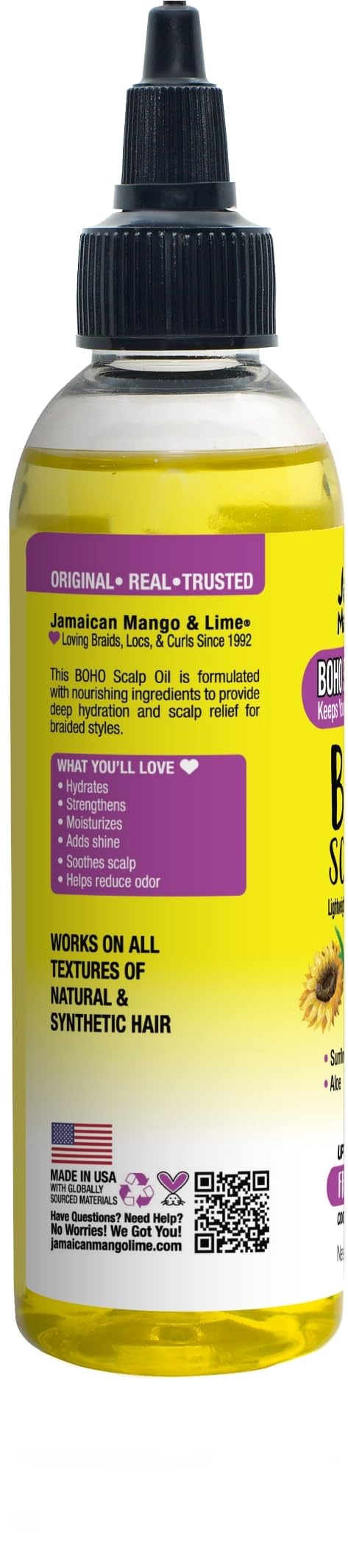 Jamaican Mango & Lime scalp application showing lightweight hydration and reduced dryness