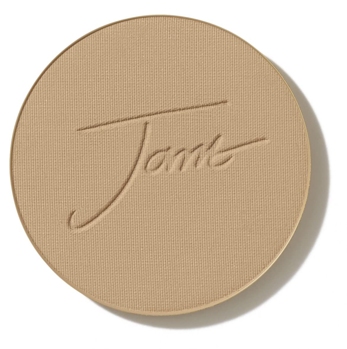 jane iredale front view of latte refill showing compact-ready pan and shade match benefit