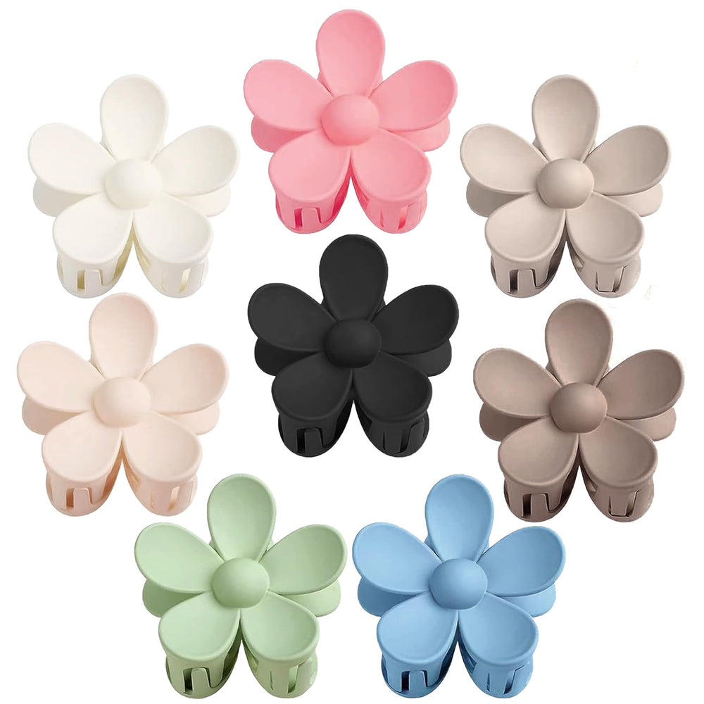 JANFUN front packaging showing eight colorful flower claw clips for easy selection