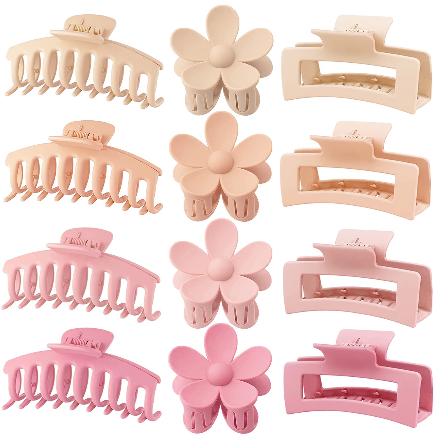 JANFUN front view of 12-pack clips showing colors and shapes, easy selection benefit