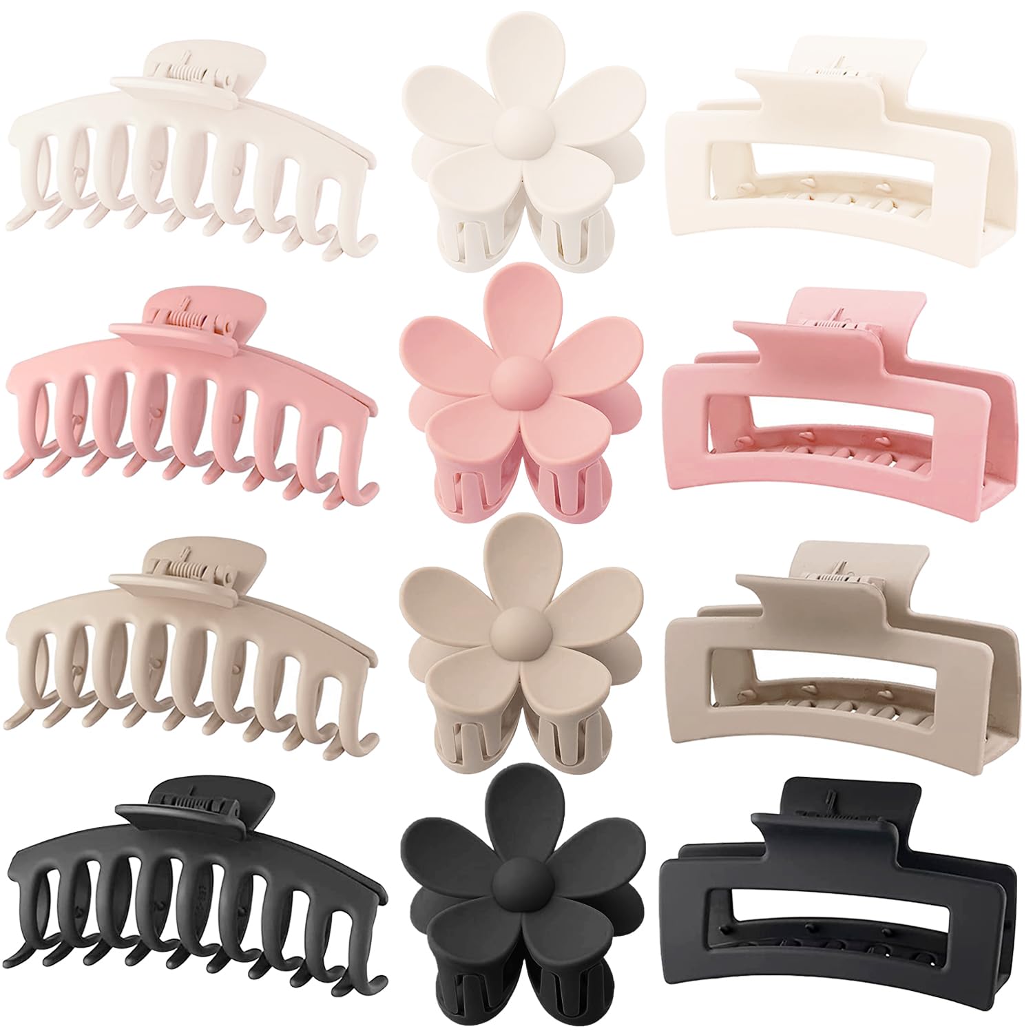 JANFUN front view of 12-pack clips showing colors and styles with clear organization benefit