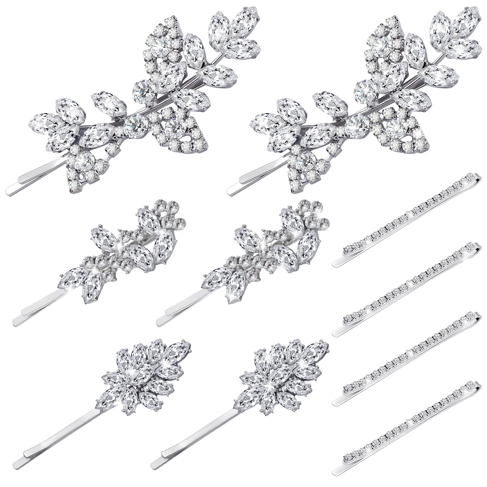 Janinka front packaging showing all ten silver rhinestone clips for event-ready styling