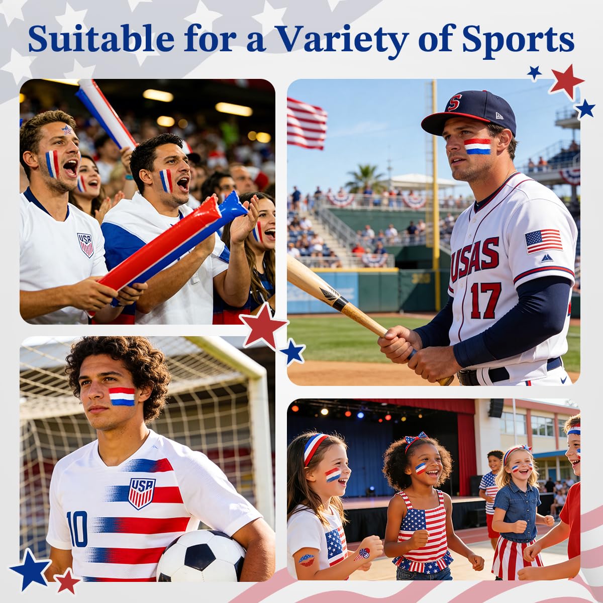 Janolia sports fan cheek stripes showing team spirit and fast application