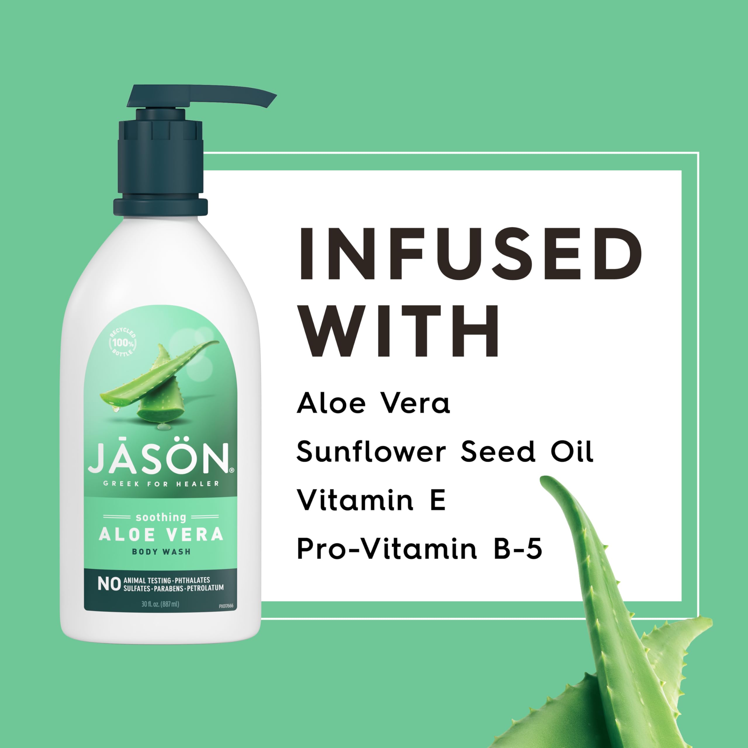 JASON label detail showing ingredients and cruelty-free certification benefit