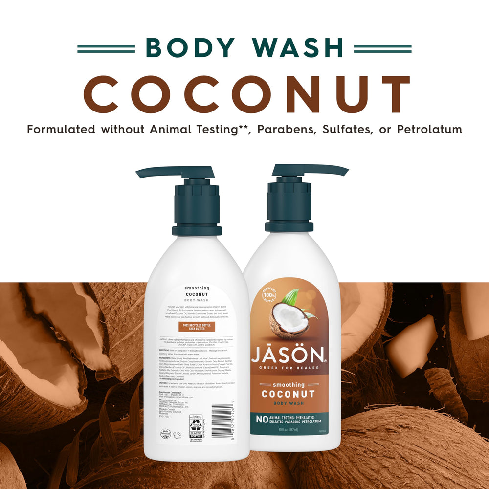 JASON pump and label detail highlighting ingredients and clean formulation