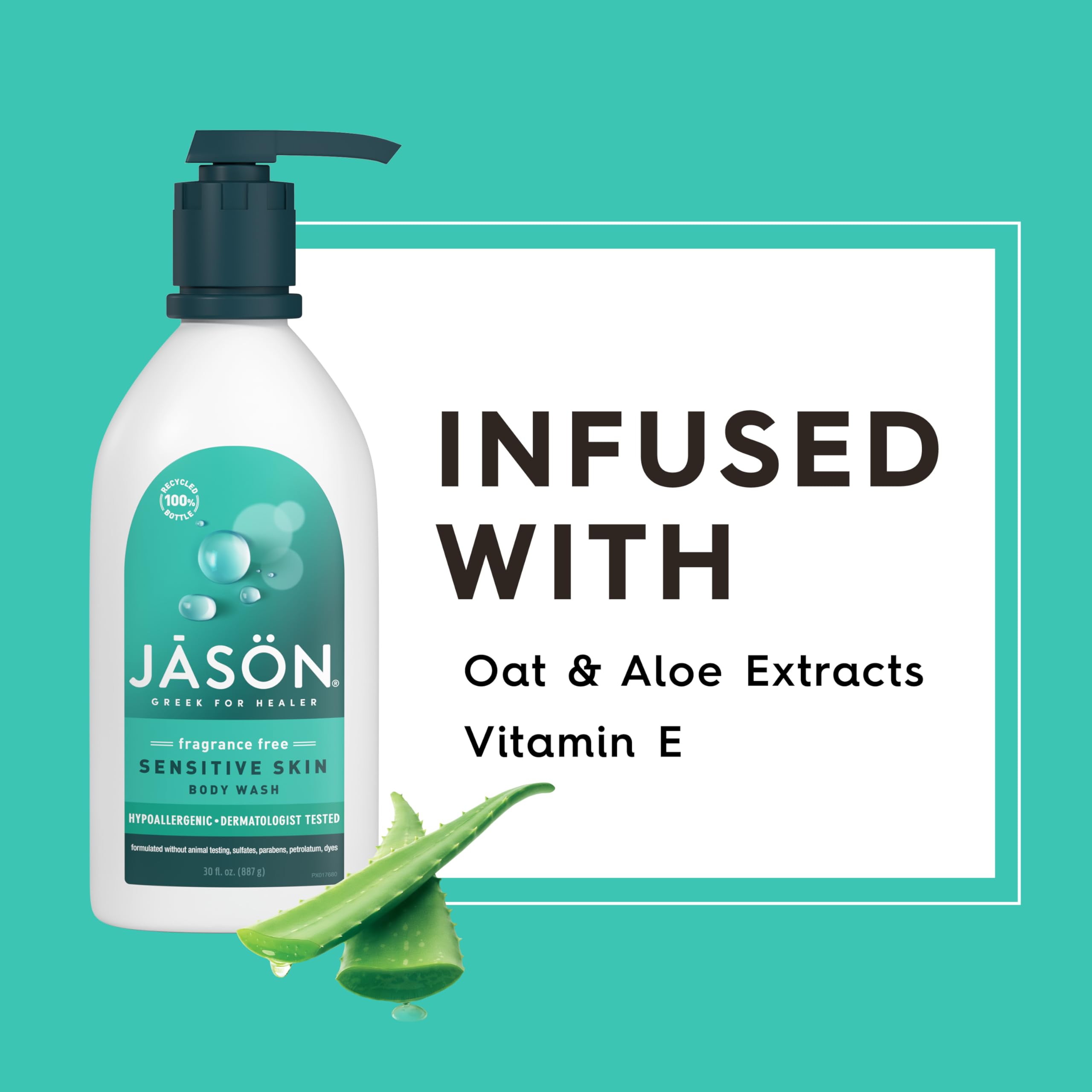 JASON body wash in shower lifestyle scene demonstrating soothing use