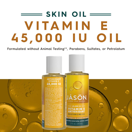 JASON dropper pipette dispensing oil showing rich vitamin E concentration benefit