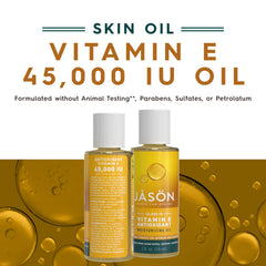 JASON dropper pipette dispensing oil showing rich vitamin E concentration benefit