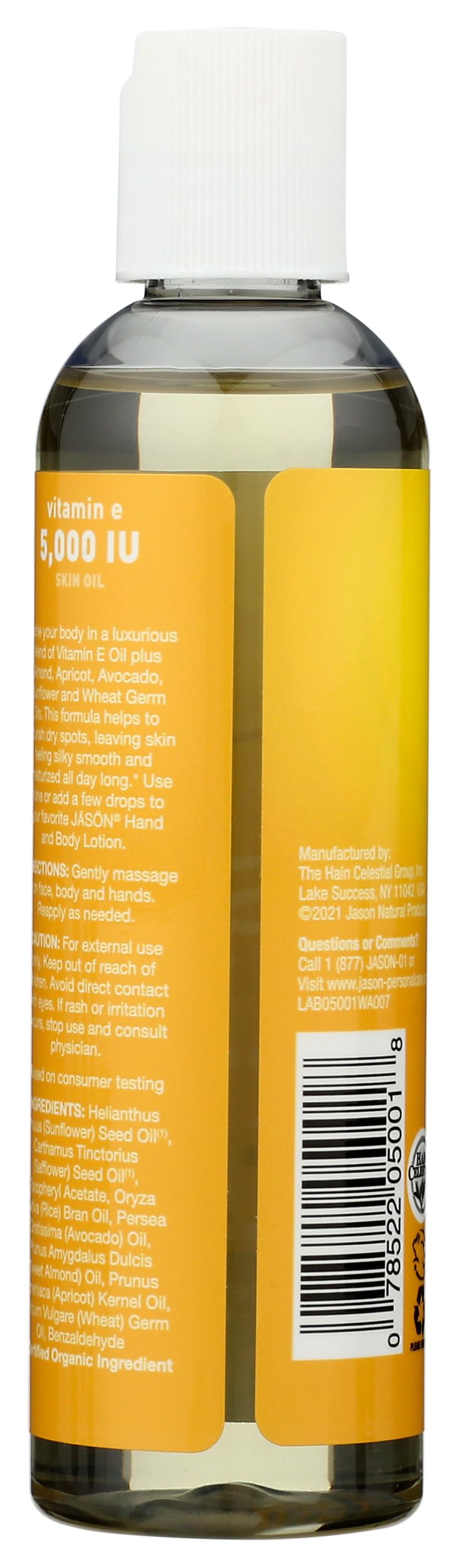 Close-up of JASON label highlighting ingredients and natural formulation benefit