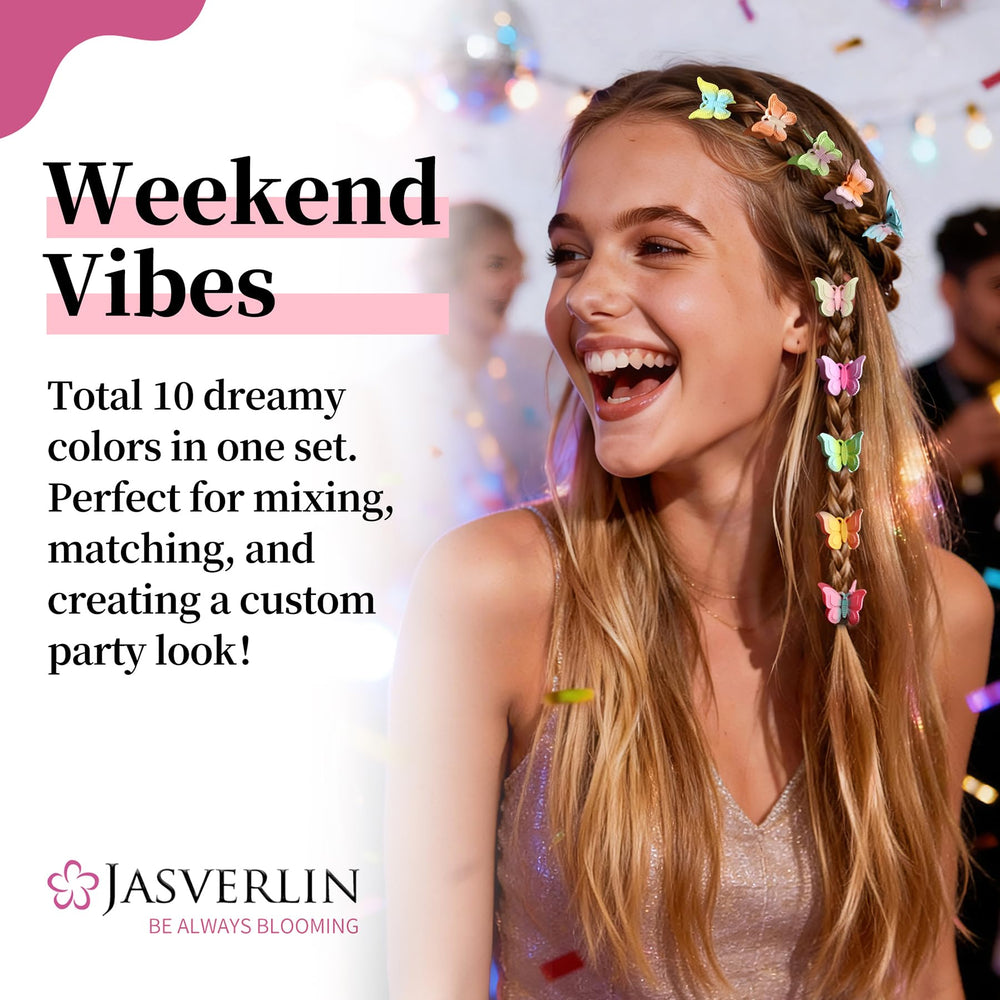 JASVERLIN clips used in girl's hair, demonstrates secure styling benefit