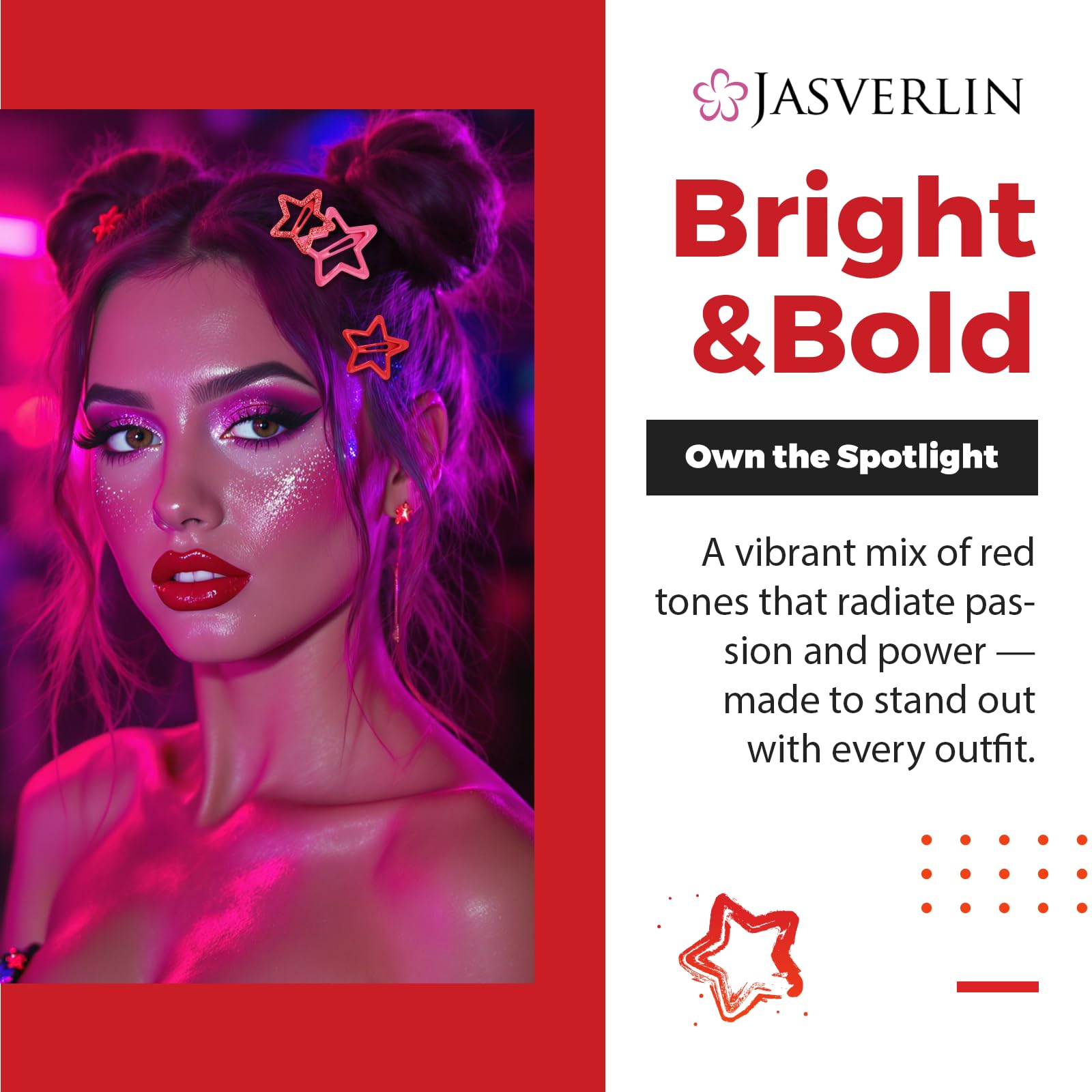 JASVERLIN glitter star close-up shows sparkly finish and durability