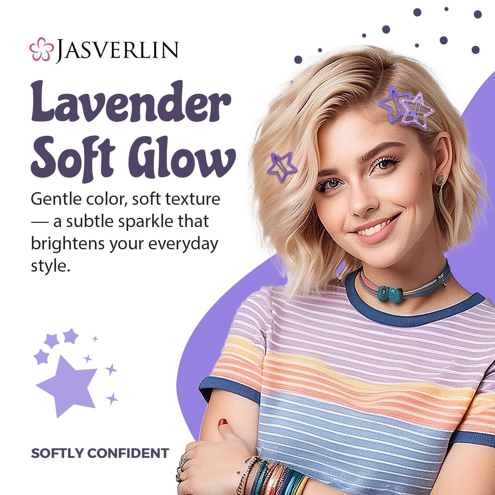 JASVERLIN close-up showing glitter texture, sparkly finish for pop