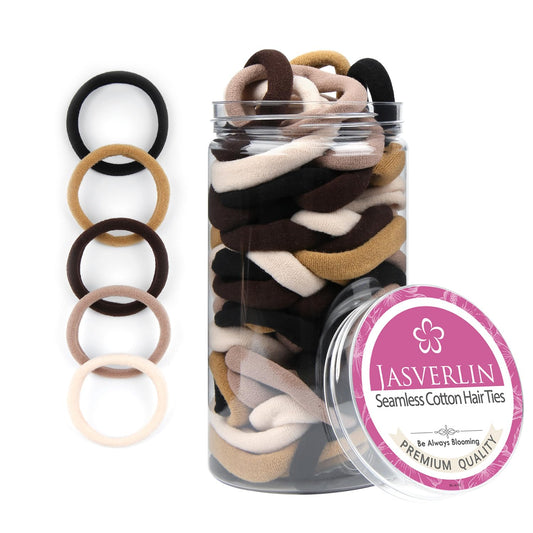 JASVERLIN front packaging showing 100 seamless hair ties and value pack benefit