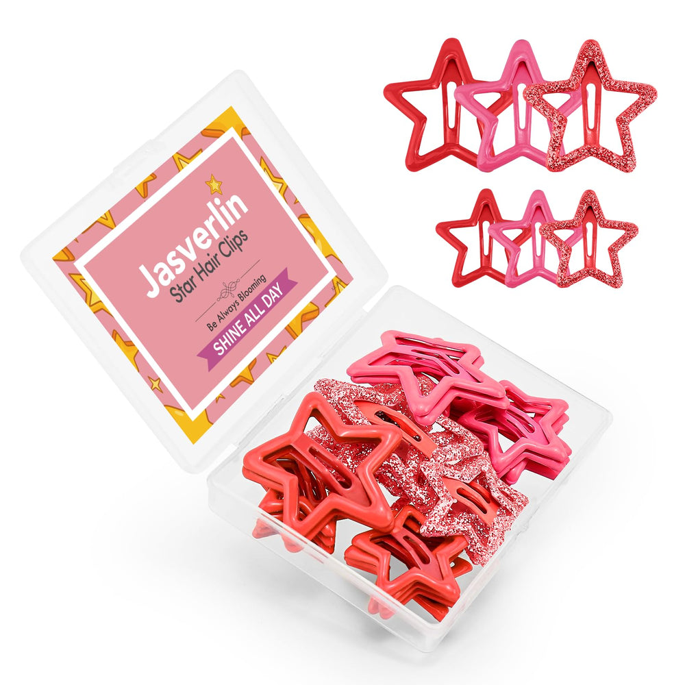 JASVERLIN front pack of 36 red star clips, convenient set for styling
