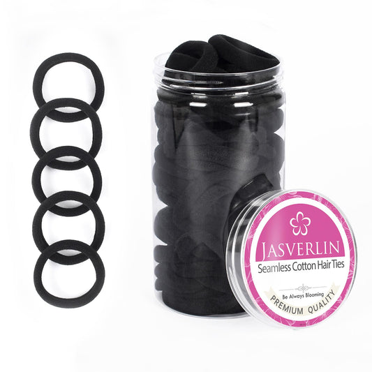 JASVERLIN front packaging showing 100 black hair ties and quantity benefit