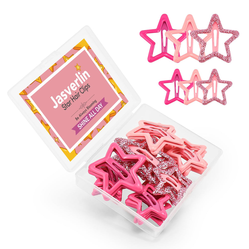 JASVERLIN front packaging showing full 36-piece star clip set and color variety